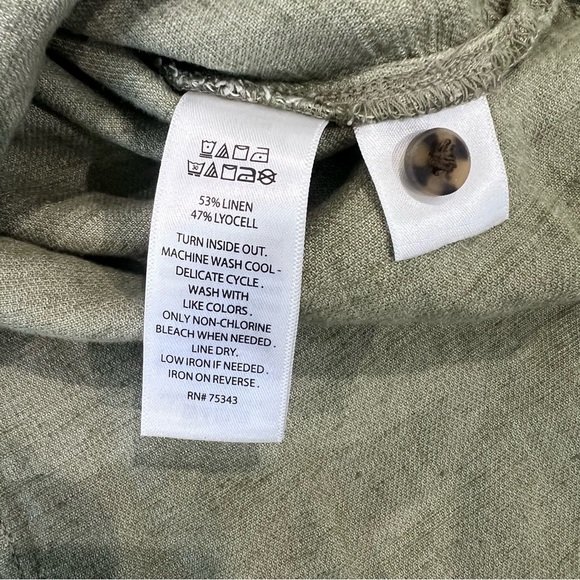 NWT Lucky Brand Green Linen Blend Button Front Shirt Dress Belted Women’s Size L - Picture 6 of 11